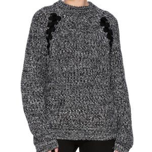 J.O.A. Marled Knit Lace-Up Sweater, Size XS